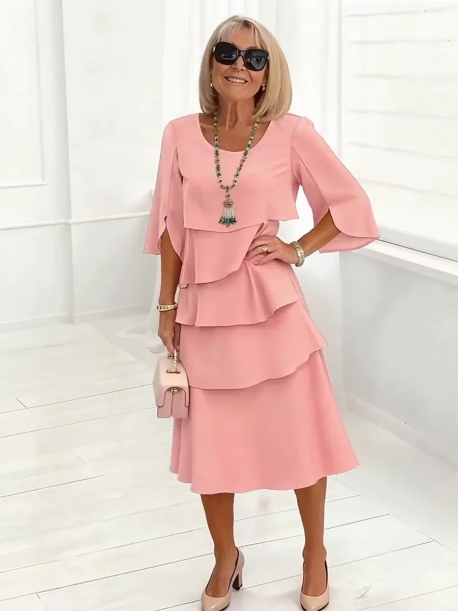 Charlotte™ | Elegant Split-Sleeve Midi Dress