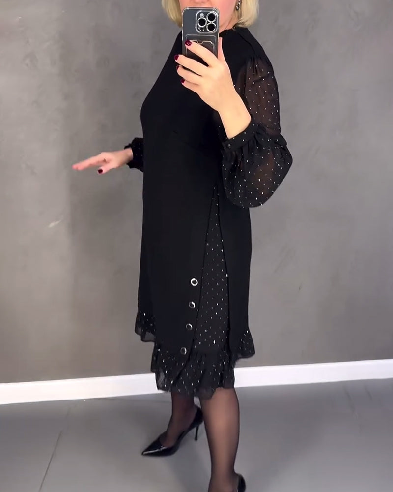 Aubrey | Long-sleeved polka dot dress