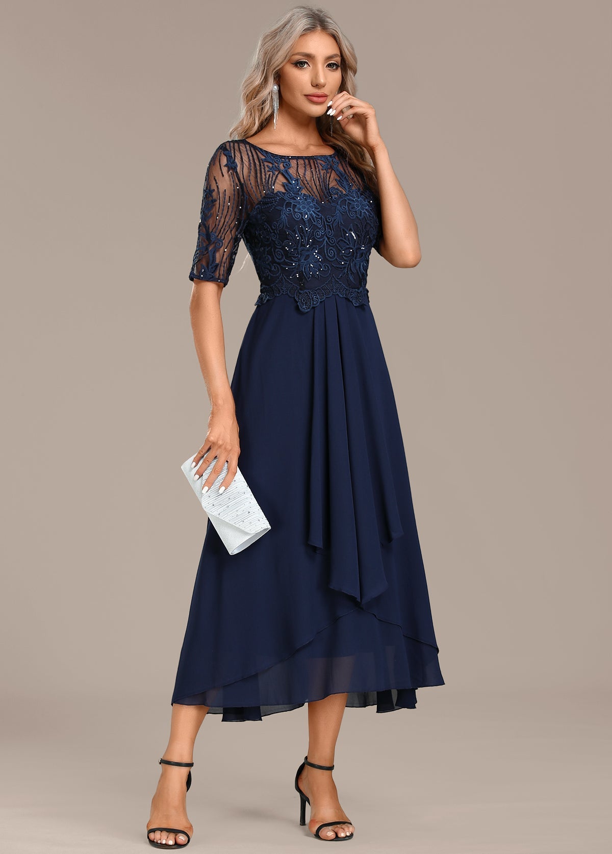 Sophie™ | Navy Lace Midi Dress