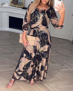 Marivelle™ |  Printed Waist-Defined Dress