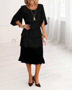 Charlotte™ | Elegant Split-Sleeve Midi Dress