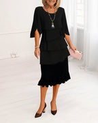 Charlotte™ | Elegant Split-Sleeve Midi Dress